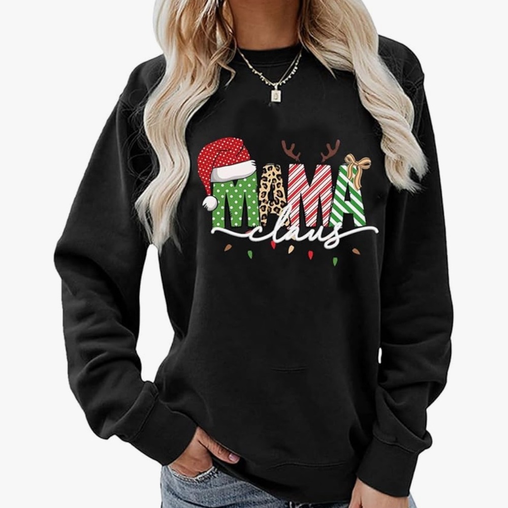 Black Christmas mama clause Graphic Sweatshirt